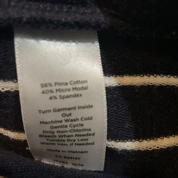 Talbots mini skirt cotton blend stretch Navy white stripes Drawstring Size MP - Picture 4 of 12